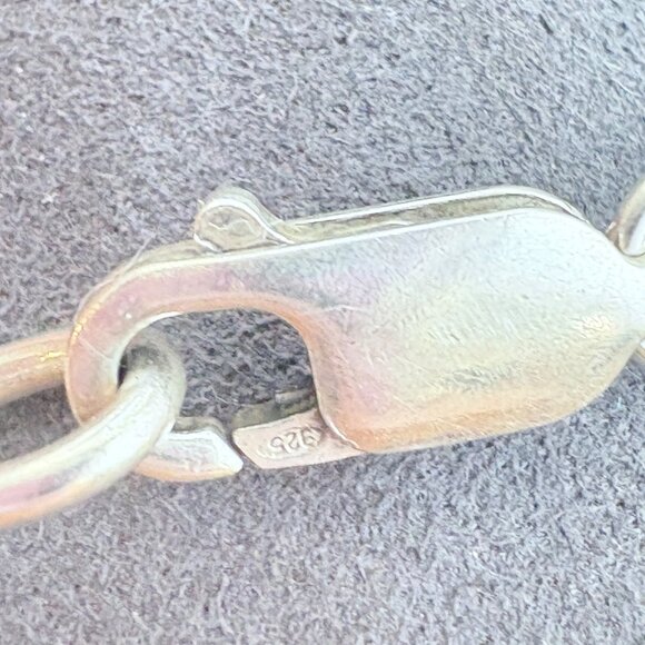 VTG Sterling Silver 925 Heart Tag Round Link Chain Bracelet Size 8.5" Length - Picture 5 of 9